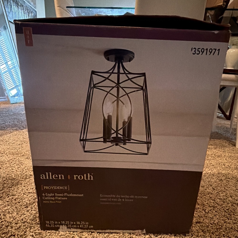 Allen + Roth Providence 4-Light Semi-Flushmount Ceiling Fixture Matte Black